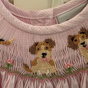 Charming Pink Dog Embroidered Bodysuit